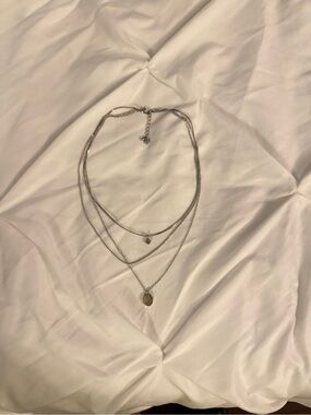 Layered Silver Coin Pendant Necklace - Women Jewelry